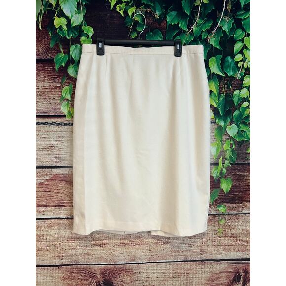 Vintage Escada Midi Skirt Rabbit Wool Blend Ivory Cream Lined Czech Republic 14 - Picture 1 of 6